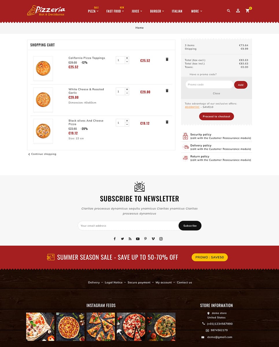 Pizzeria - Prestashop-Thema für Online-Pizza & Ampere; Fast-Food-Laden