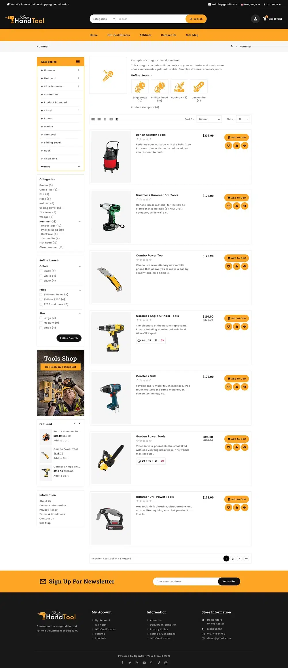 Tienda de herramientas manuales: tema receptivo Opencart multipropósito y profesional