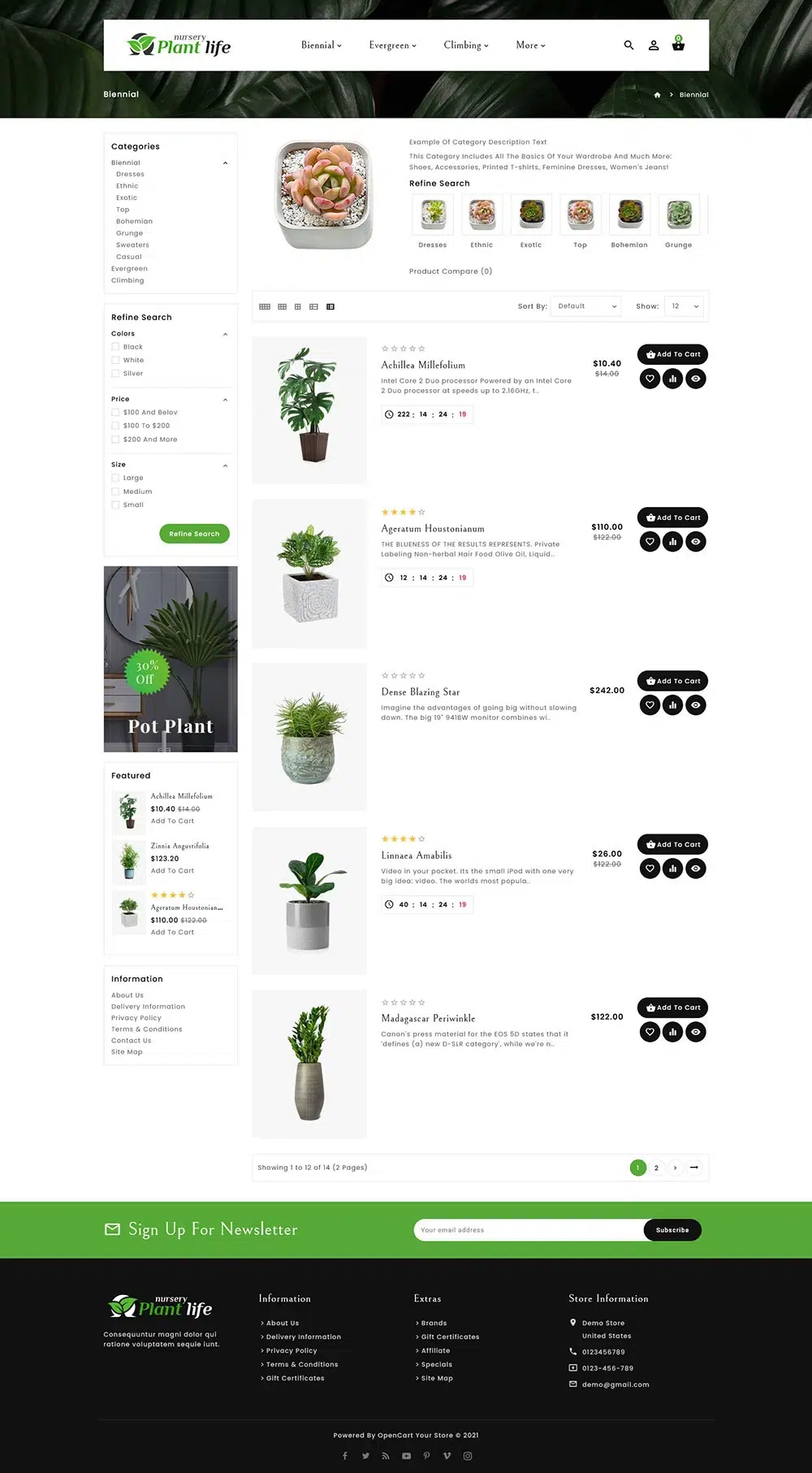 Plant Life Nursery - responsywny motyw Opencart