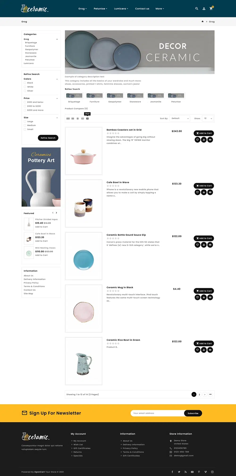Ceramica: tema OpenCart multiuso per ceramiche e ceramiche