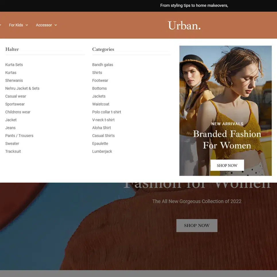 Urban - Luxuriöse und trendige Mode Shopify 2.0 Responsive Theme