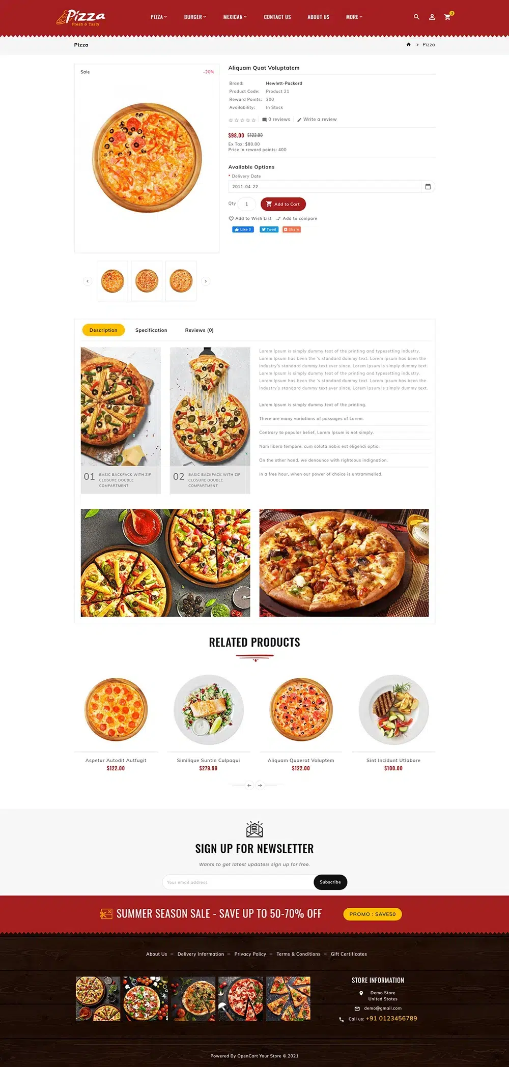 Pizza - Opencart-Thema für Online-Pizza & Ampere; Fast-Food-Laden