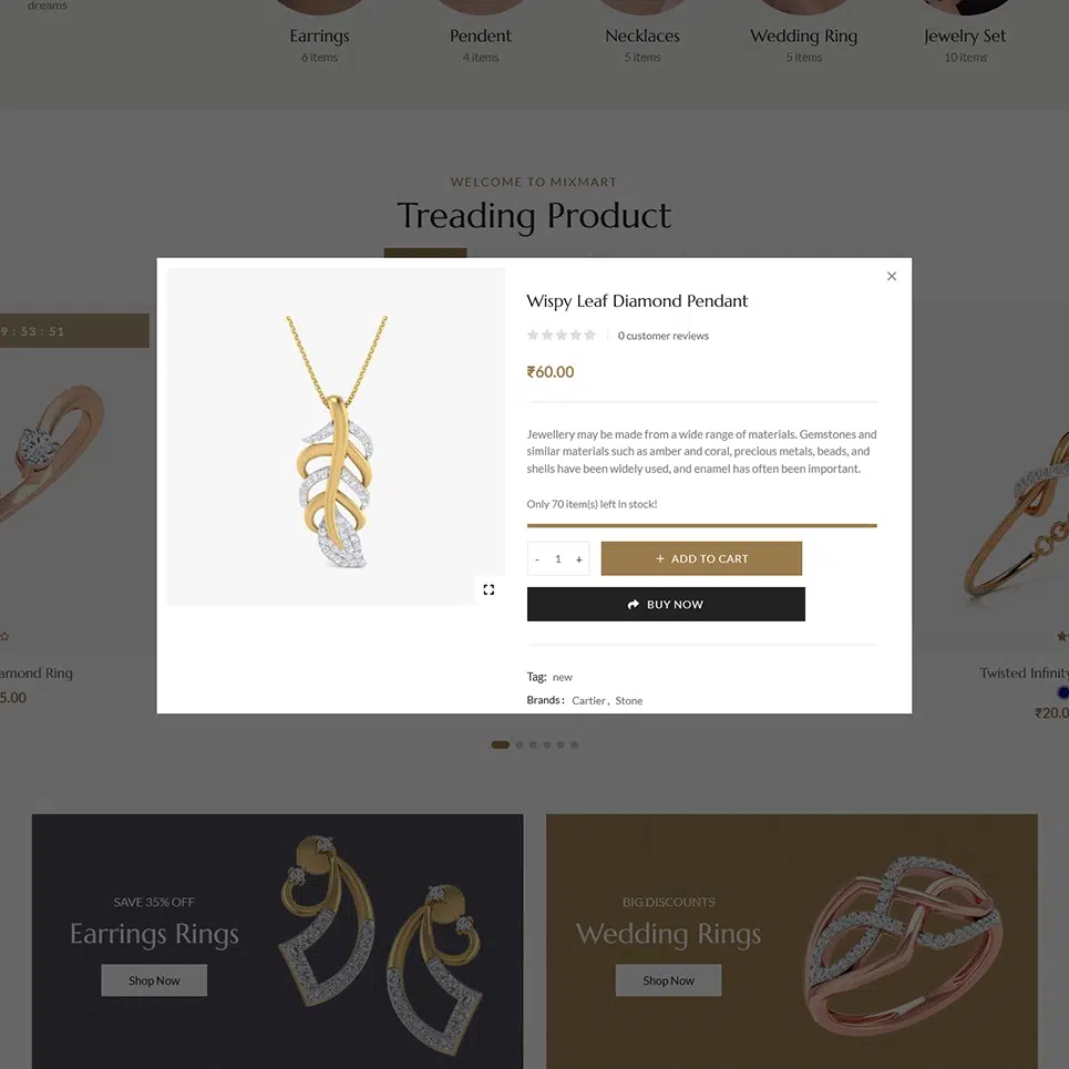 Menoa - Modern Jewelry &Amp; Imitation Store - Woocommerce Responsive Theme