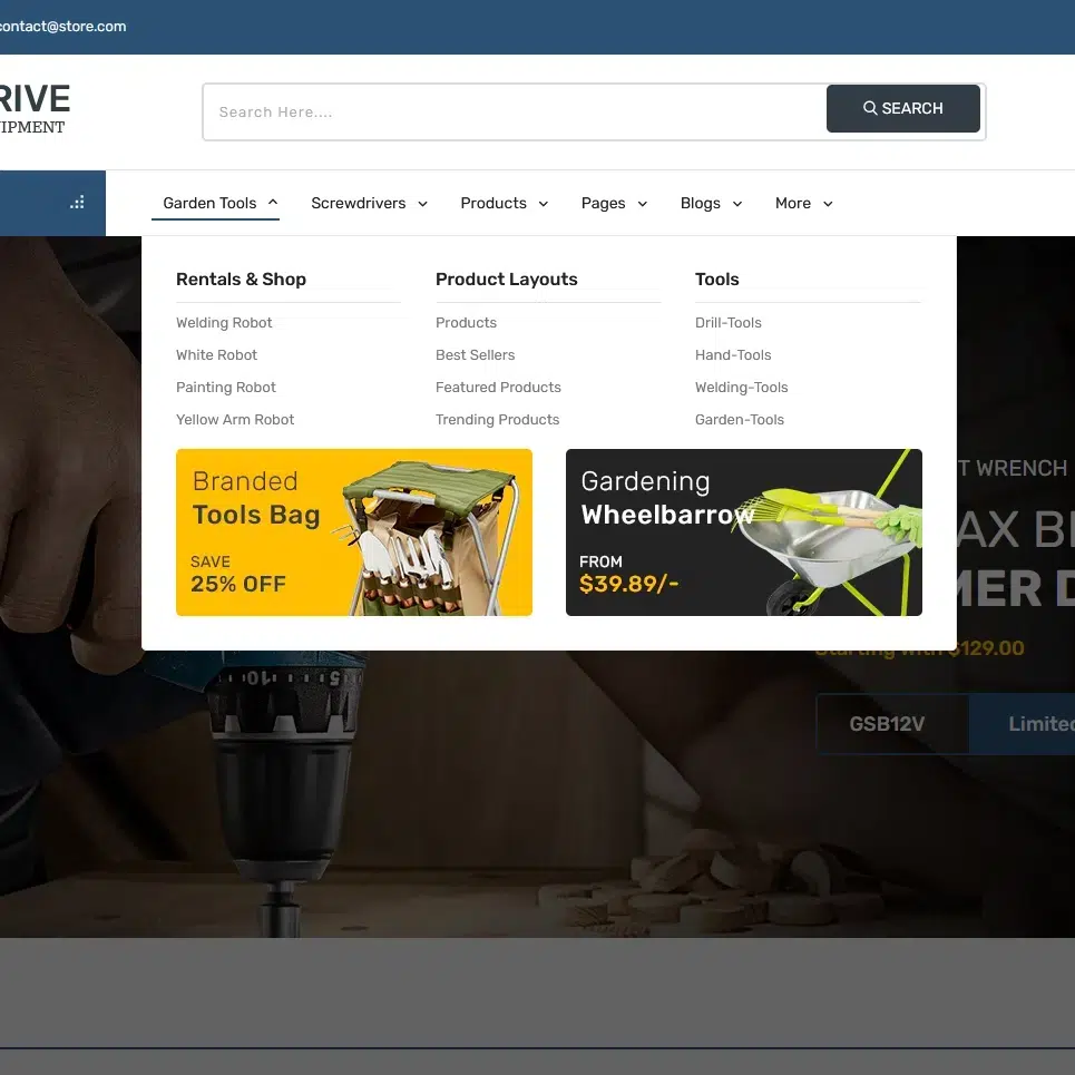 ToolsDrive & Equipment Store – Leistungsstarkes Shopify Responsive Theme