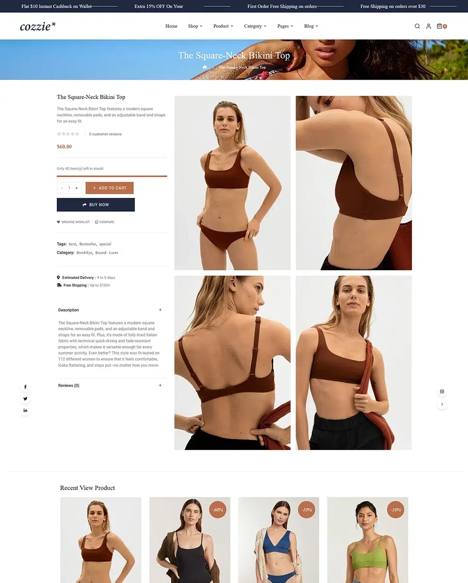 Cozzie - Bikini, Bademode und Unterwäsche WooCommerce Responsive Theme