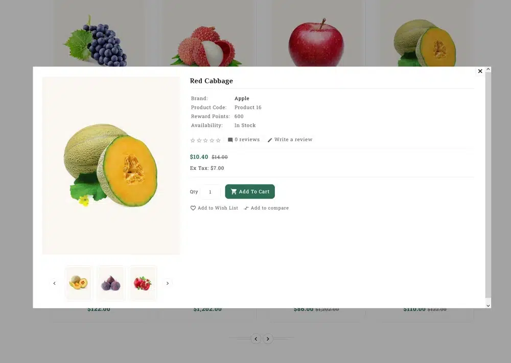 Organics Opencart Responsive Theme para tienda de comestibles en línea