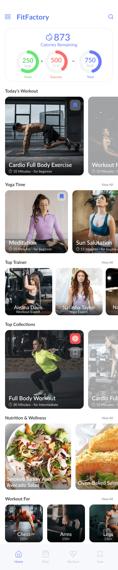 Fitfactory - Gym, Fitness And Podcast App Ui Kit (Figma &Amp; Adobe Xd Template)