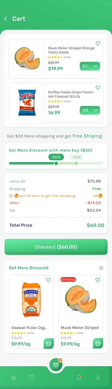 Vegan Grocery Mall eCommerce App (Figma & Adobe Xd Template)