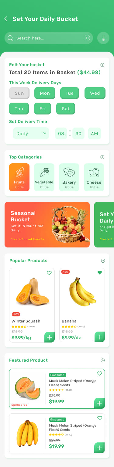 E-Commerce-App für vegane Lebensmittelgeschäfte (Figma und Adobe Xd-Vorlage)