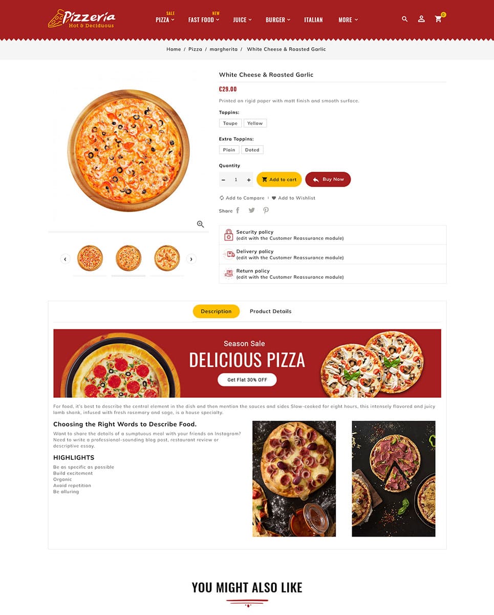 Pizzeria - PrestaShop Theme for Online Pizza & Fast Food Store