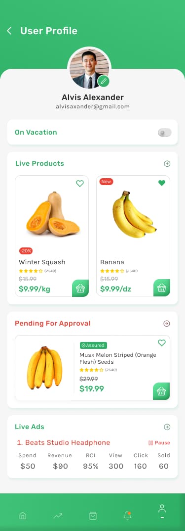 Vegan Grocery Mall eCommerce App (Figma & Adobe Xd Template)
