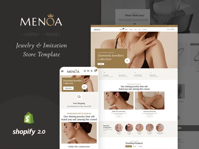 Menoa - Luxurious Jewelry & Imitation - Shopify Responsive Theme