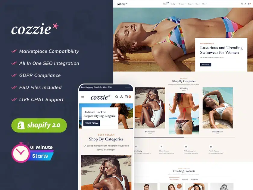 Сozzie - Sexy Lingerie, Swimwear And Undergarments Shopify Os2.0 Responsive Theme