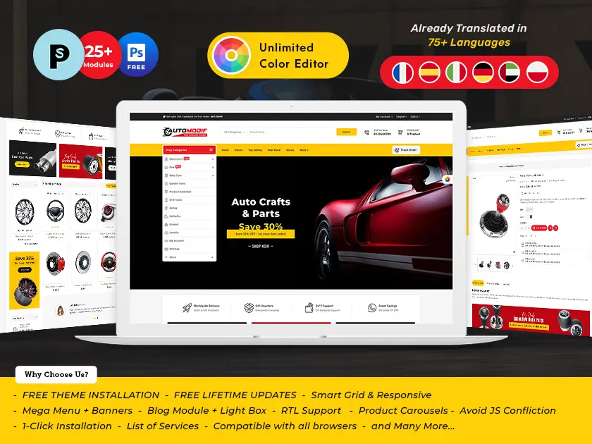 AutoModif - Automotive PrestaShop Responsive Theme