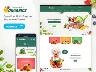 Organics Opencart Responsive Theme para mercearia online