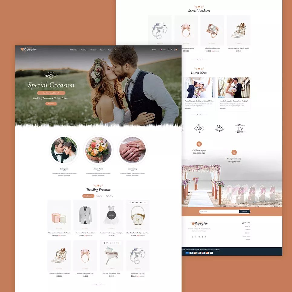 HappyLife - Minimal Shopify Responsive Theme for Wedding Stores