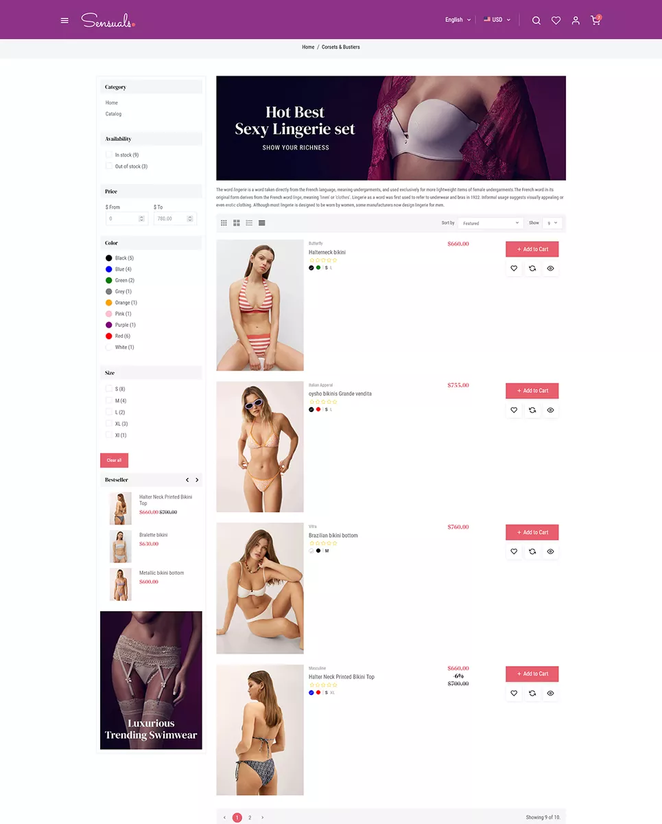 Sensuels - Luxurious Lingerie Store - Modern Shopify Online Store 2.0