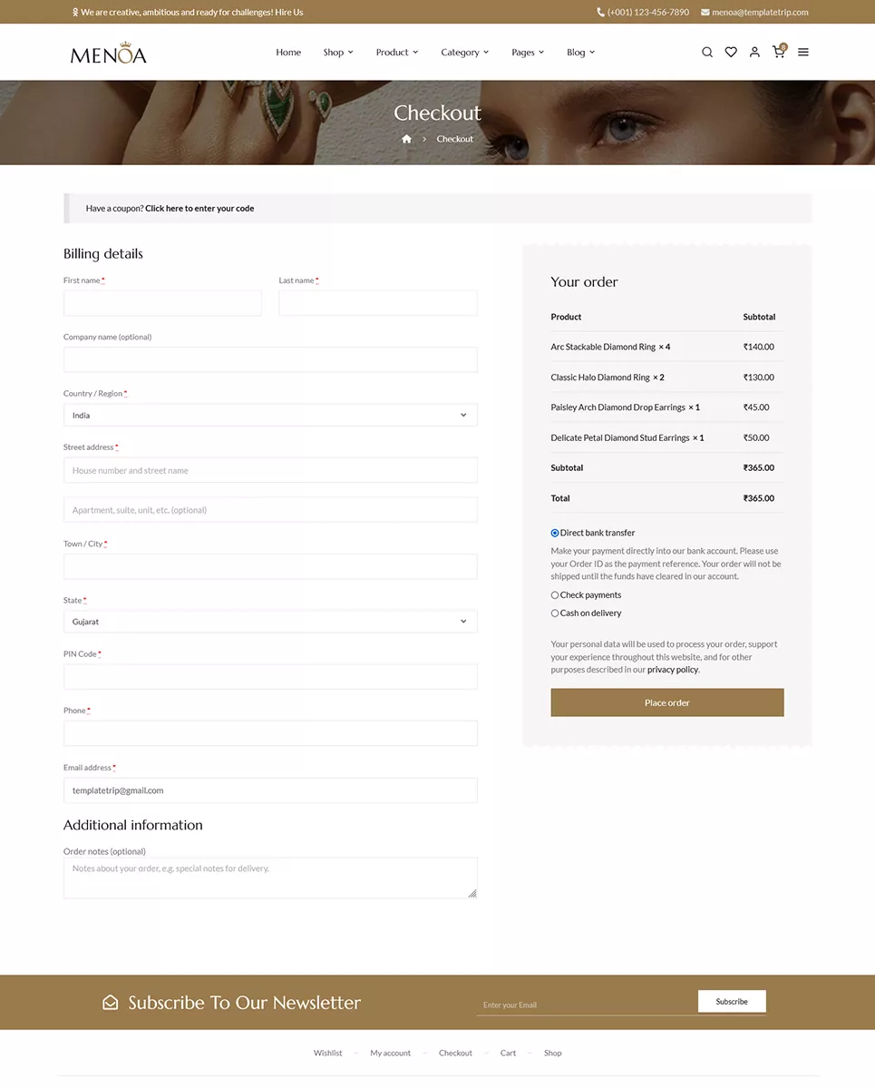 Menoa - Modern Jewelry & Imitation Store - WooCommerce Responsive Theme