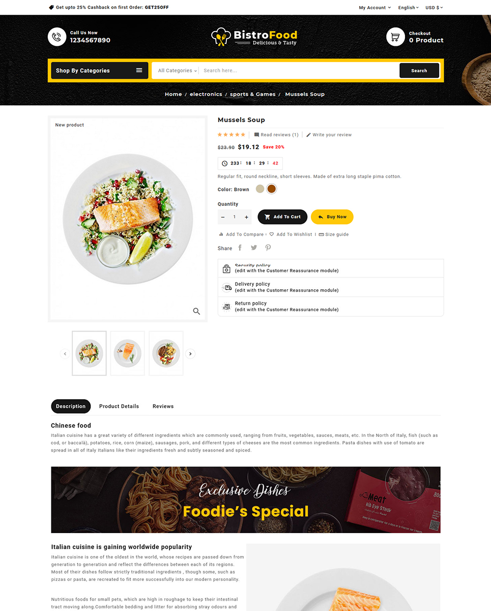 Bistro Food Delicious & Tasty - PrestaShop Responsive Theme