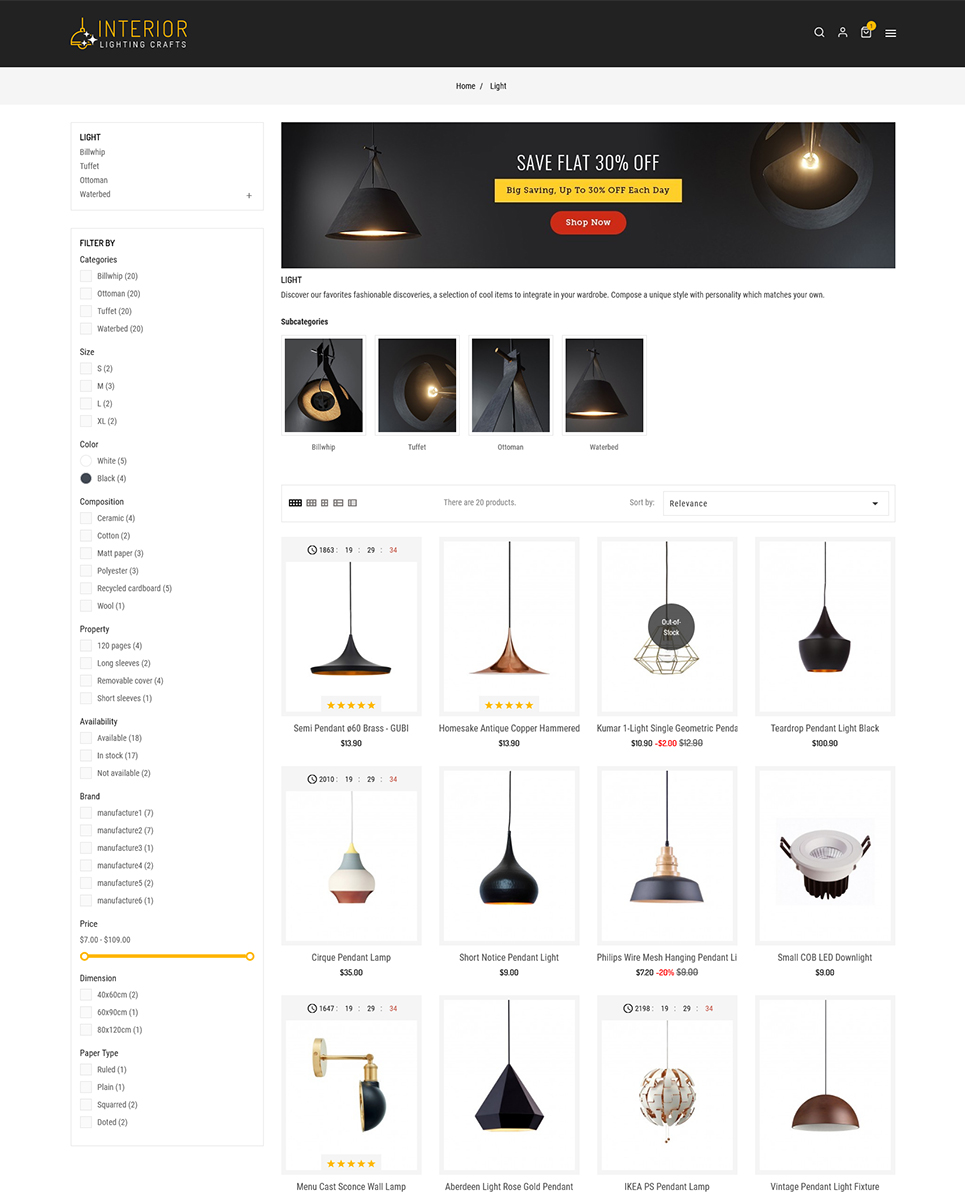 Interior Lighting - Modern PrestaShop Responsive Theme