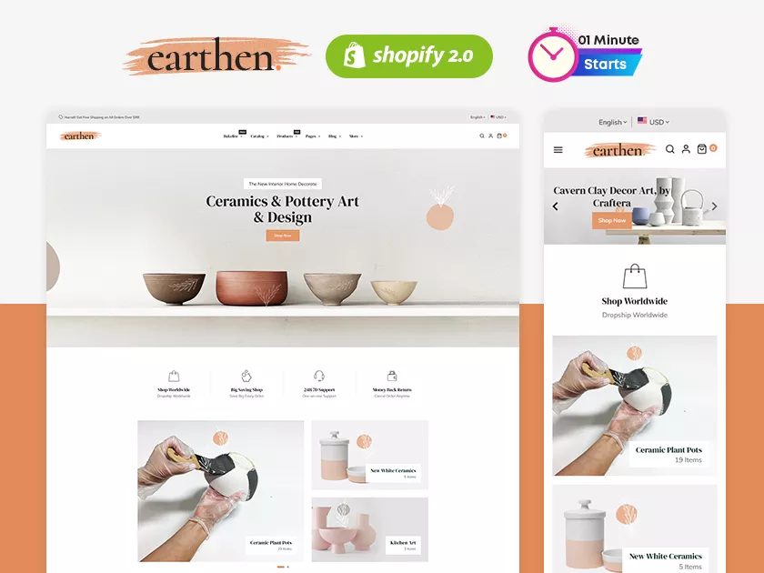 Earthen - Pottery and Ceramics Handmade - Shopify Theme