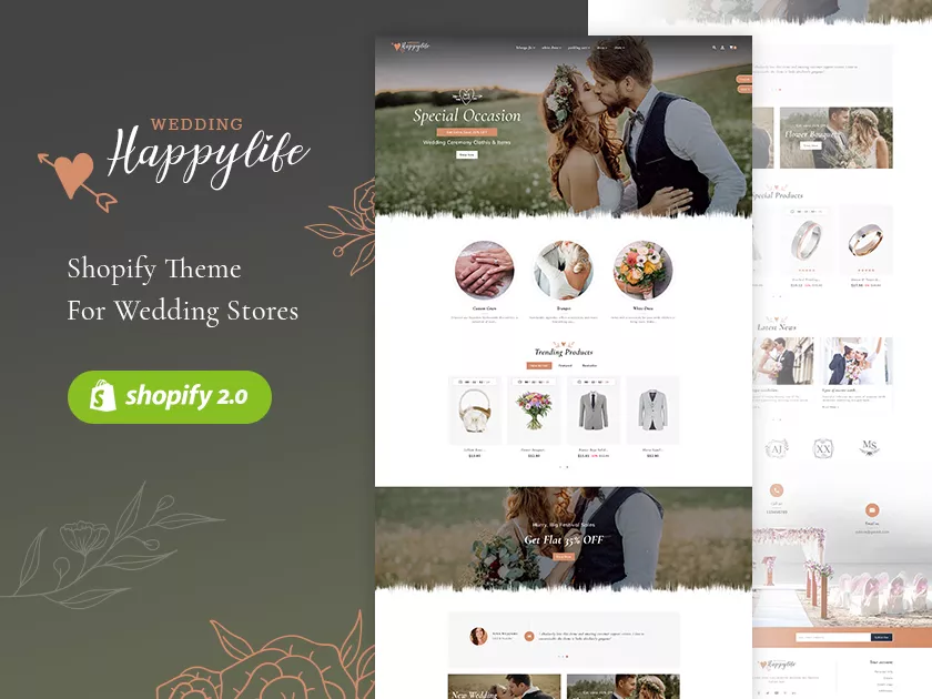 HappyLife - Minimal Shopify Responsive Theme for Wedding Stores