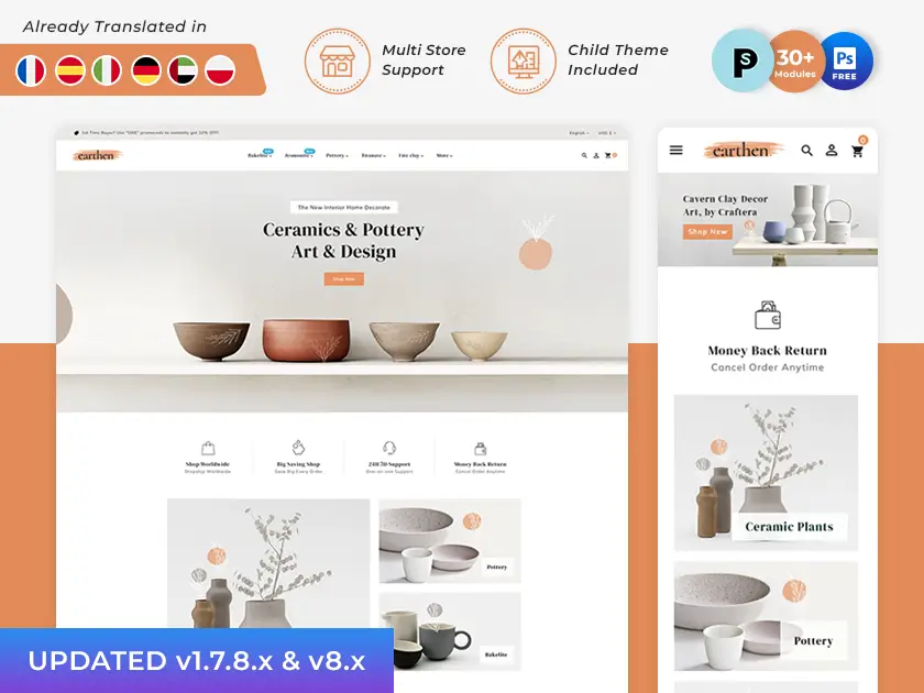 Earthen - Pottery & Ceramics Handmade PrestaShop Theme