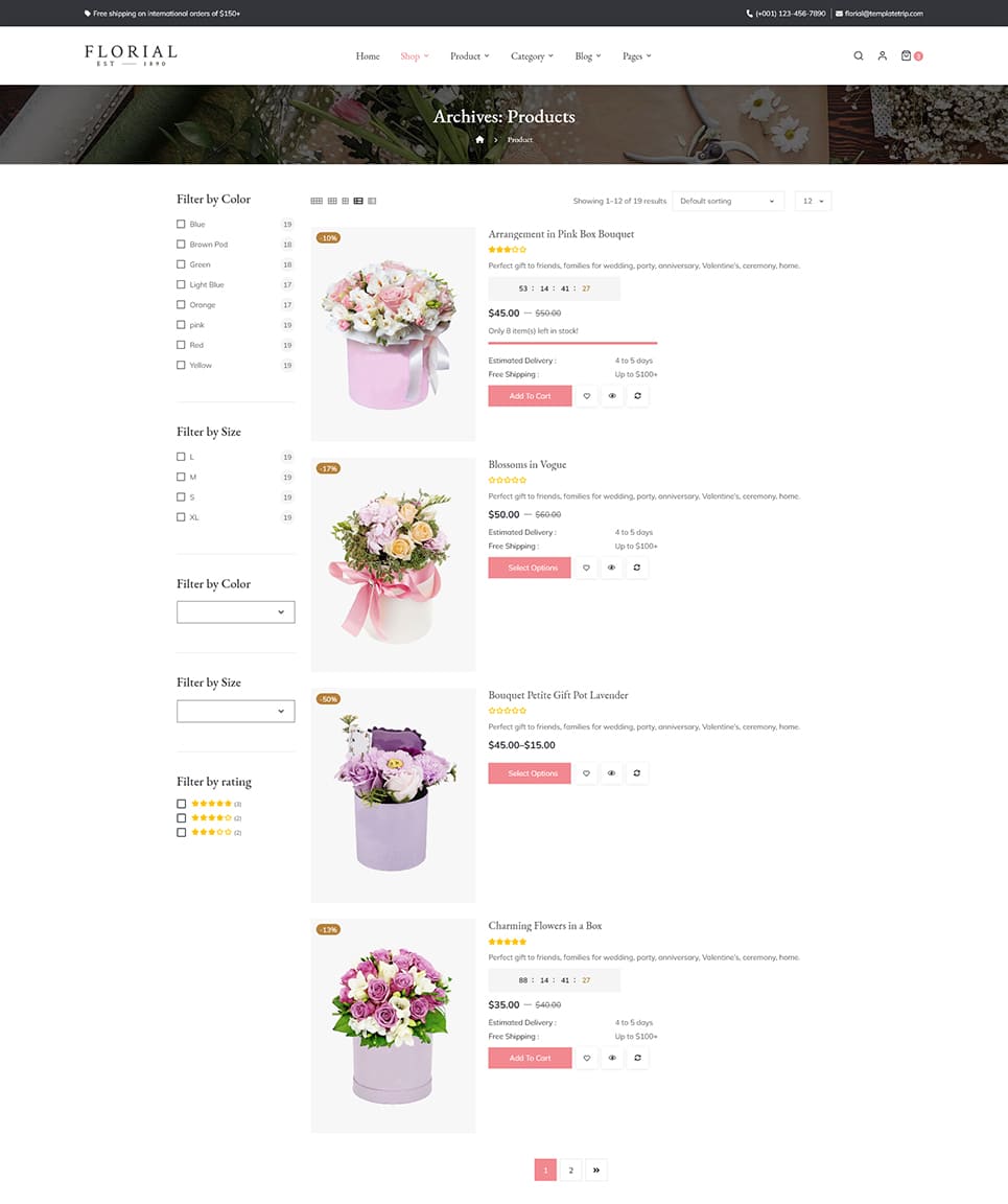 Florial - Blossom & Florist Store - Tema adaptable de WooCommerce