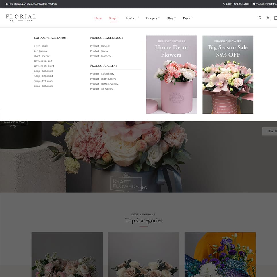 Florial - Negozio di fiori e fioristi - Tema reattivo WooCommerce