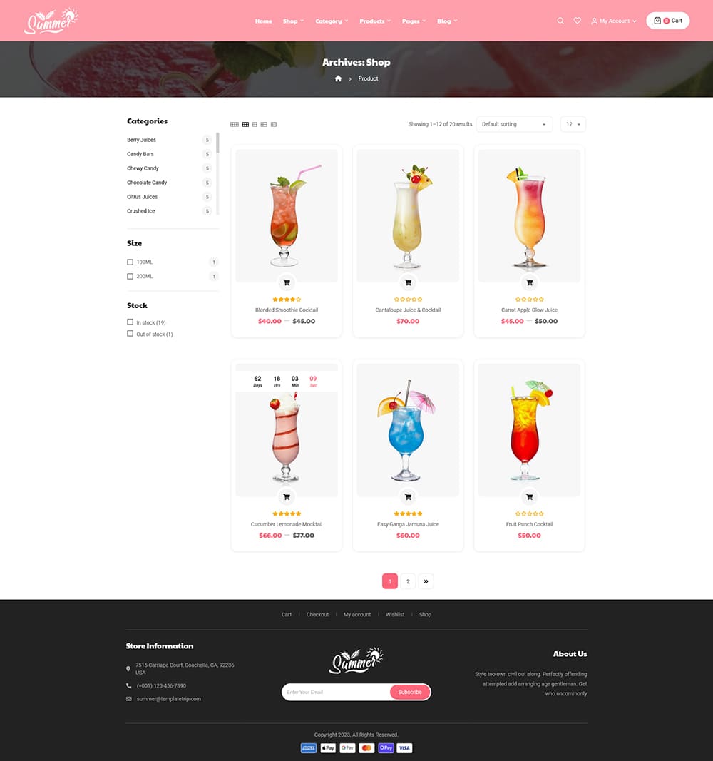 Summer - WooCommerce Theme For Juices, Shakes, Ice Cream & Smoothies