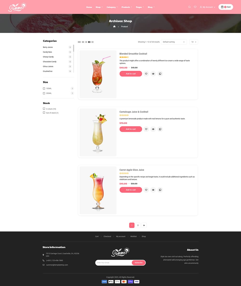 Summer - WooCommerce Theme For Juices, Shakes, Ice Cream & Smoothies