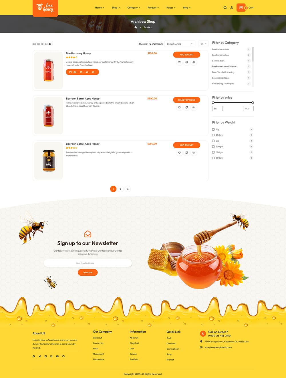 HoneyBee - WooCommerce Theme for Honey, Agricultural, Sweets, Delicious Shops