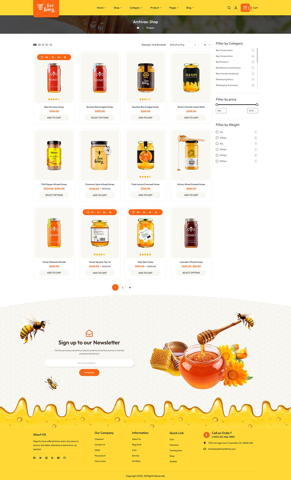 HoneyBee - WooCommerce Theme for Honey, Agricultural, Sweets, Delicious Shops
