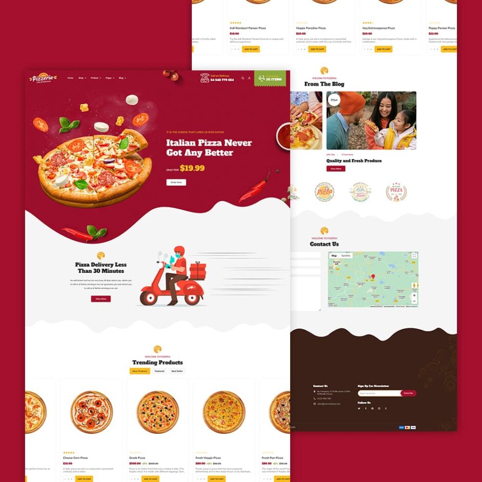 Pizzeria - Pizza, Fast Food, Restaurant & Cafes Shopify Theme