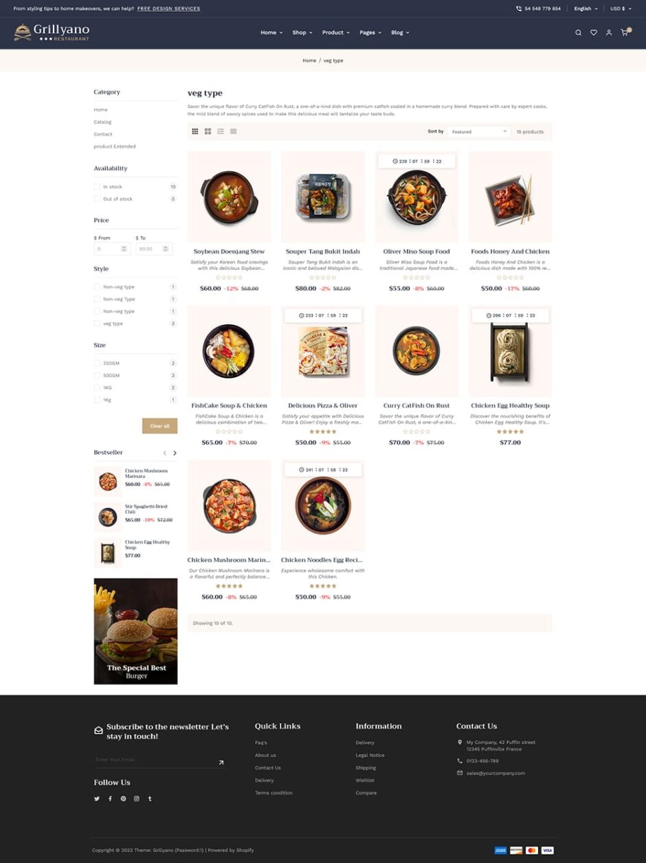 Grillyano - Best Shopify Theme for Restaurants, Fast Food, Dishes