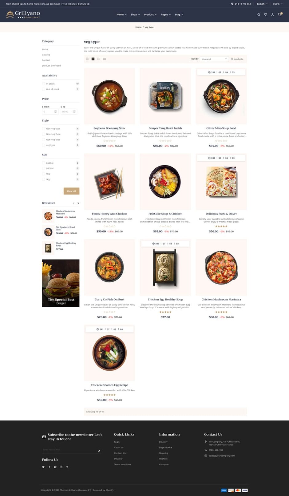 Grillyano - Best Shopify Theme for Restaurants, Fast Food, Dishes
