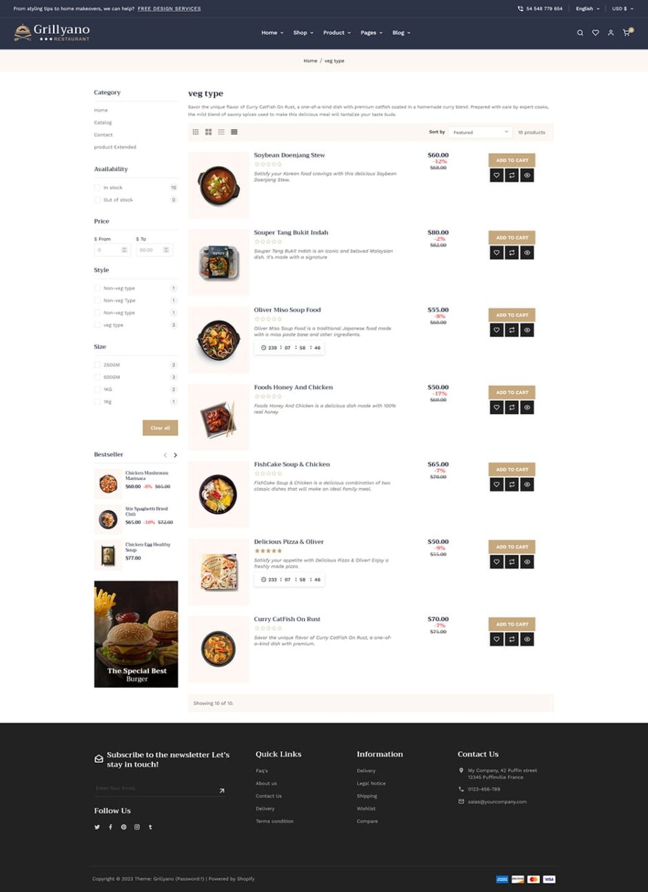 Grillyano - Best Shopify Theme for Restaurants, Fast Food, Dishes