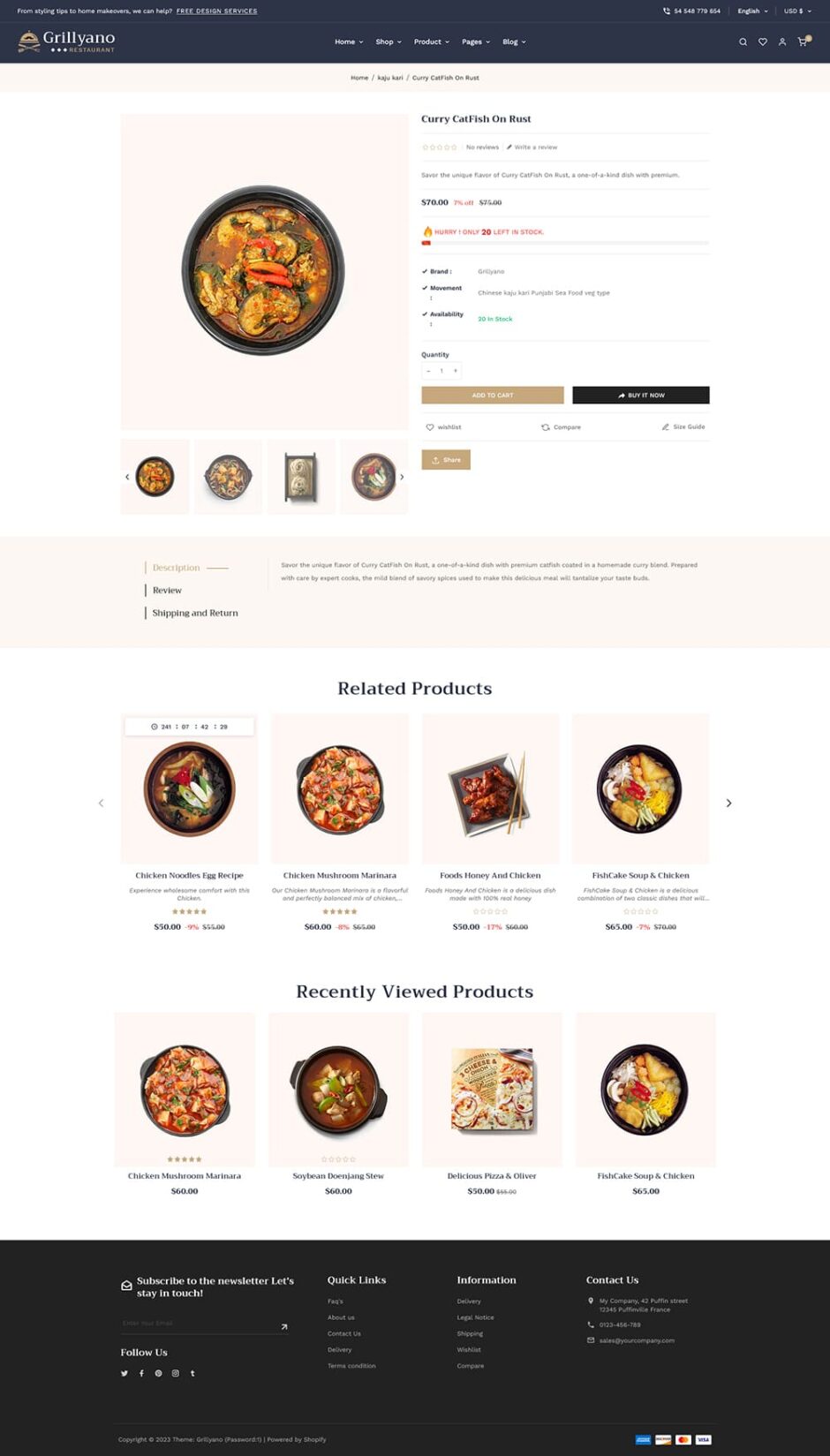 Grillyano - Best Shopify Theme for Restaurants, Fast Food, Dishes
