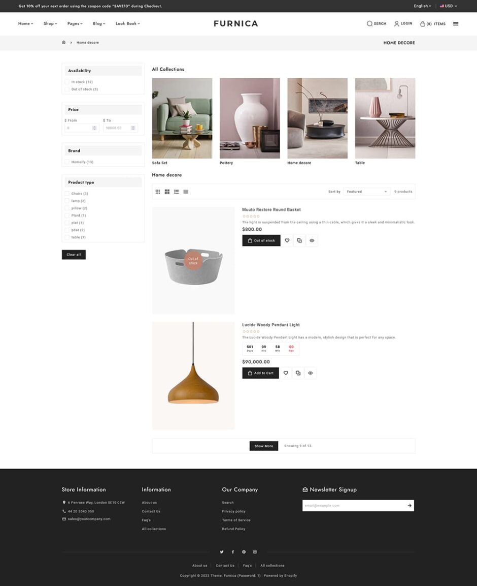 Furnica - Shopify Responsive Theme For Home Decor, Furniture, Art & Crafts