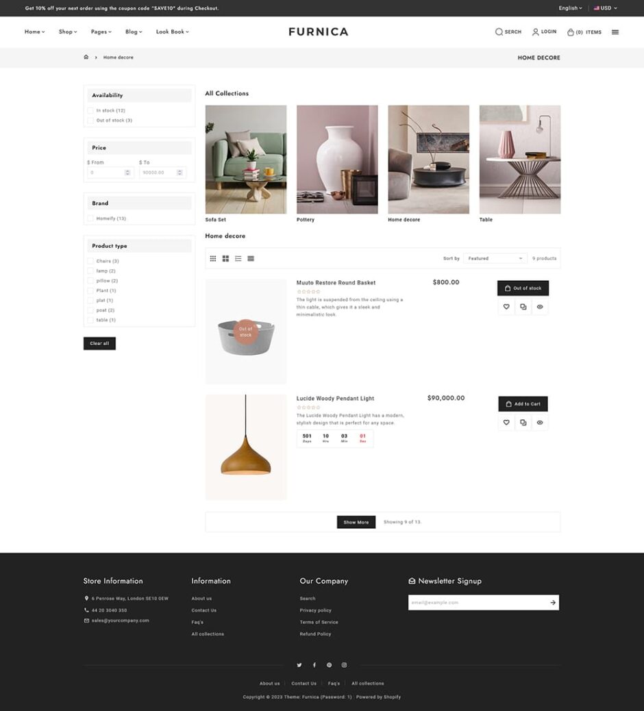 Furnica - Shopify Responsive Theme For Home Decor, Furniture, Art & Crafts