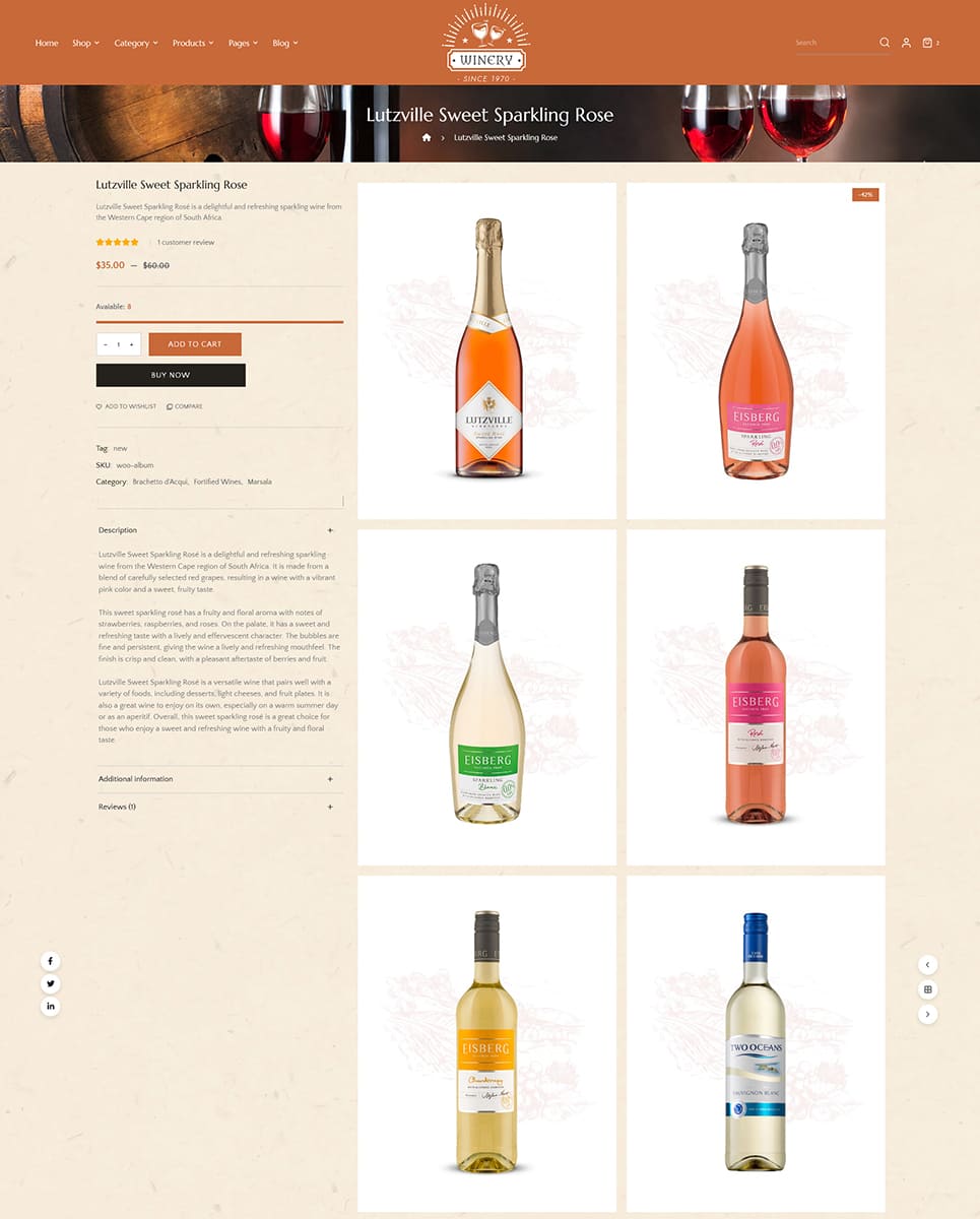 Bodega - Vino &Amp; Bebidas - Tema adaptable de Woocommerce
