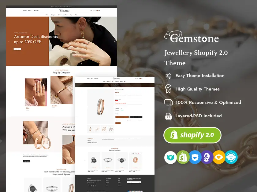 Gemstone - Tema moderno de Shopify para tienda de joyería e imitación