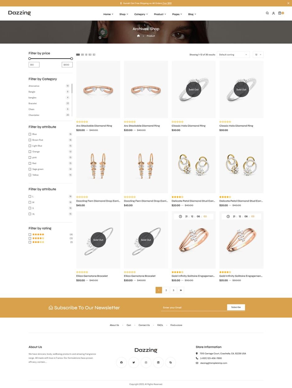 Dazzing - Jewelry Store WooCommerce Responsive Theme