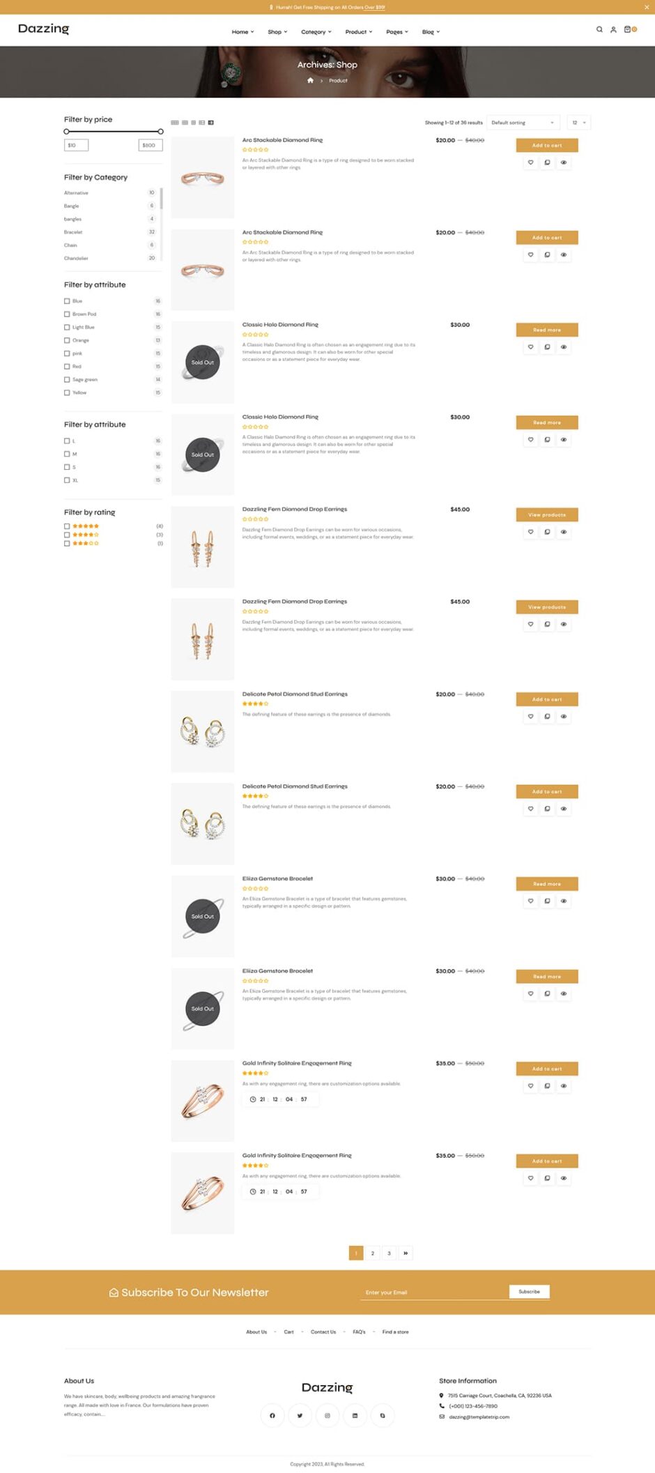 Dazzing - Jewelry Store WooCommerce Responsive Theme