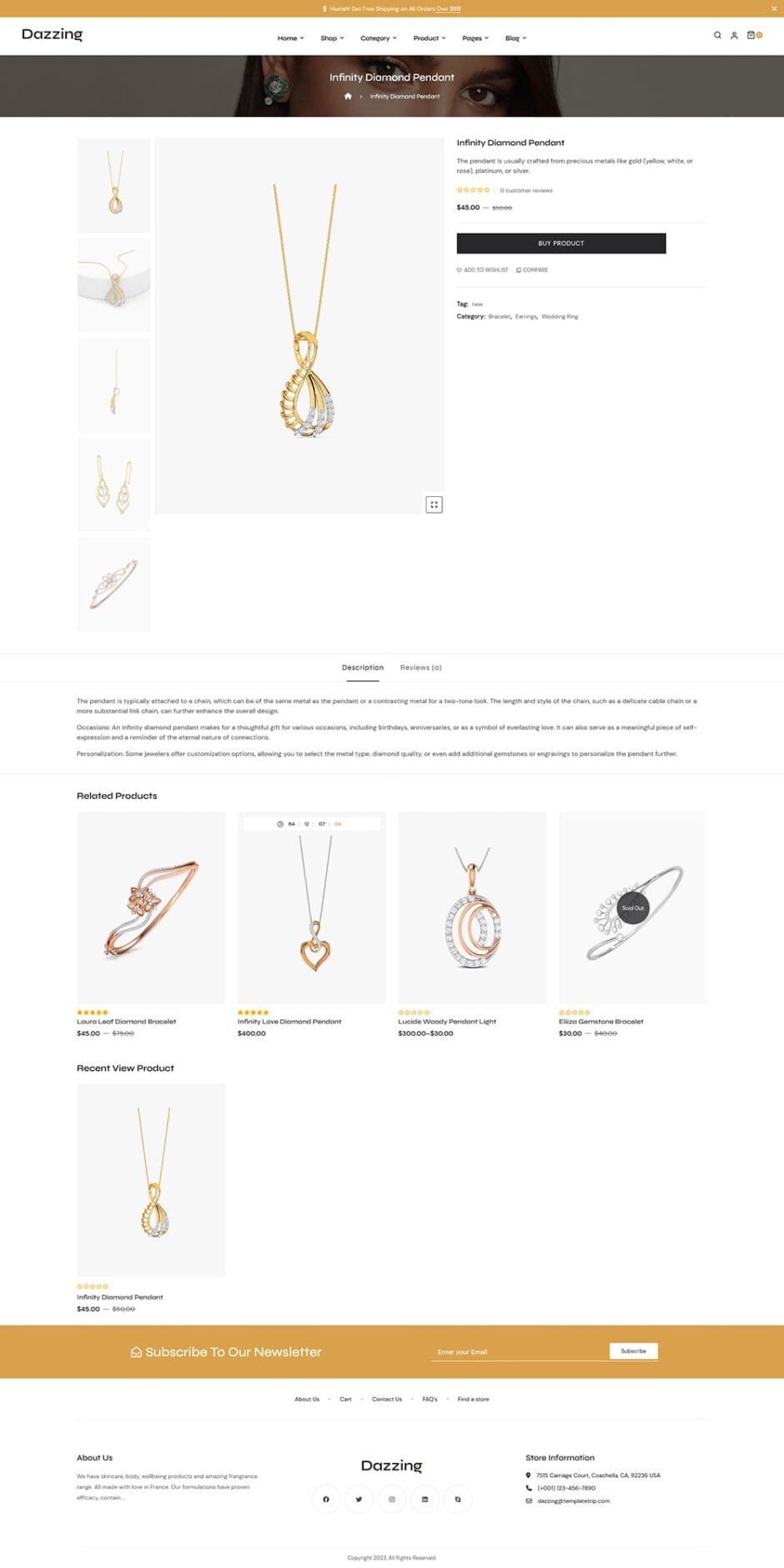 Dazzing - Jewelry Store WooCommerce Responsive Theme