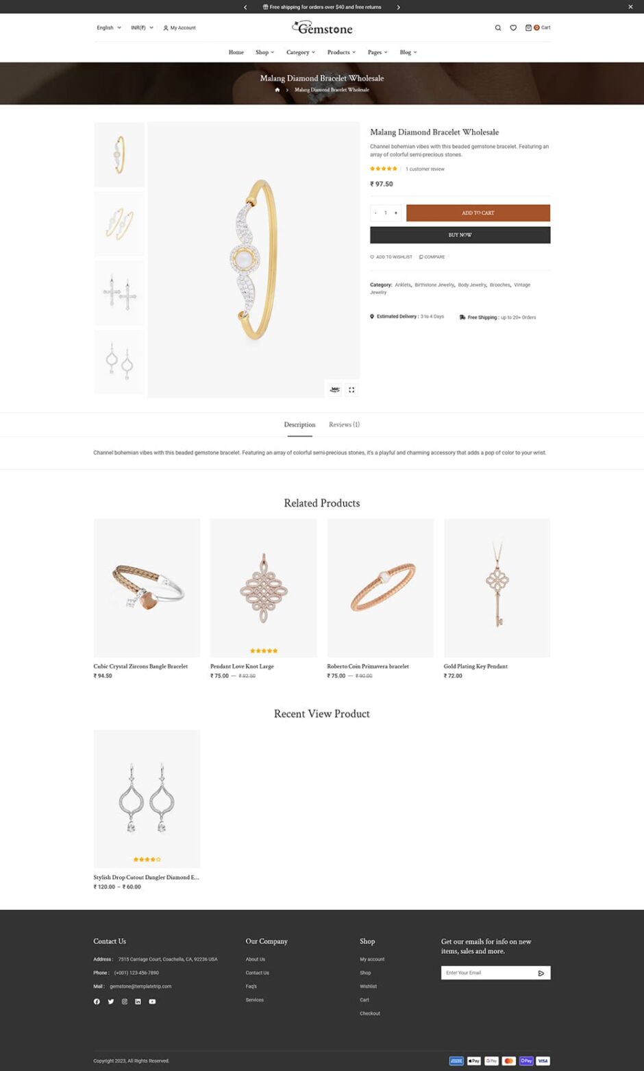 Gemstone - Elegance Jewelry Store - WooCommerce Responsive theme