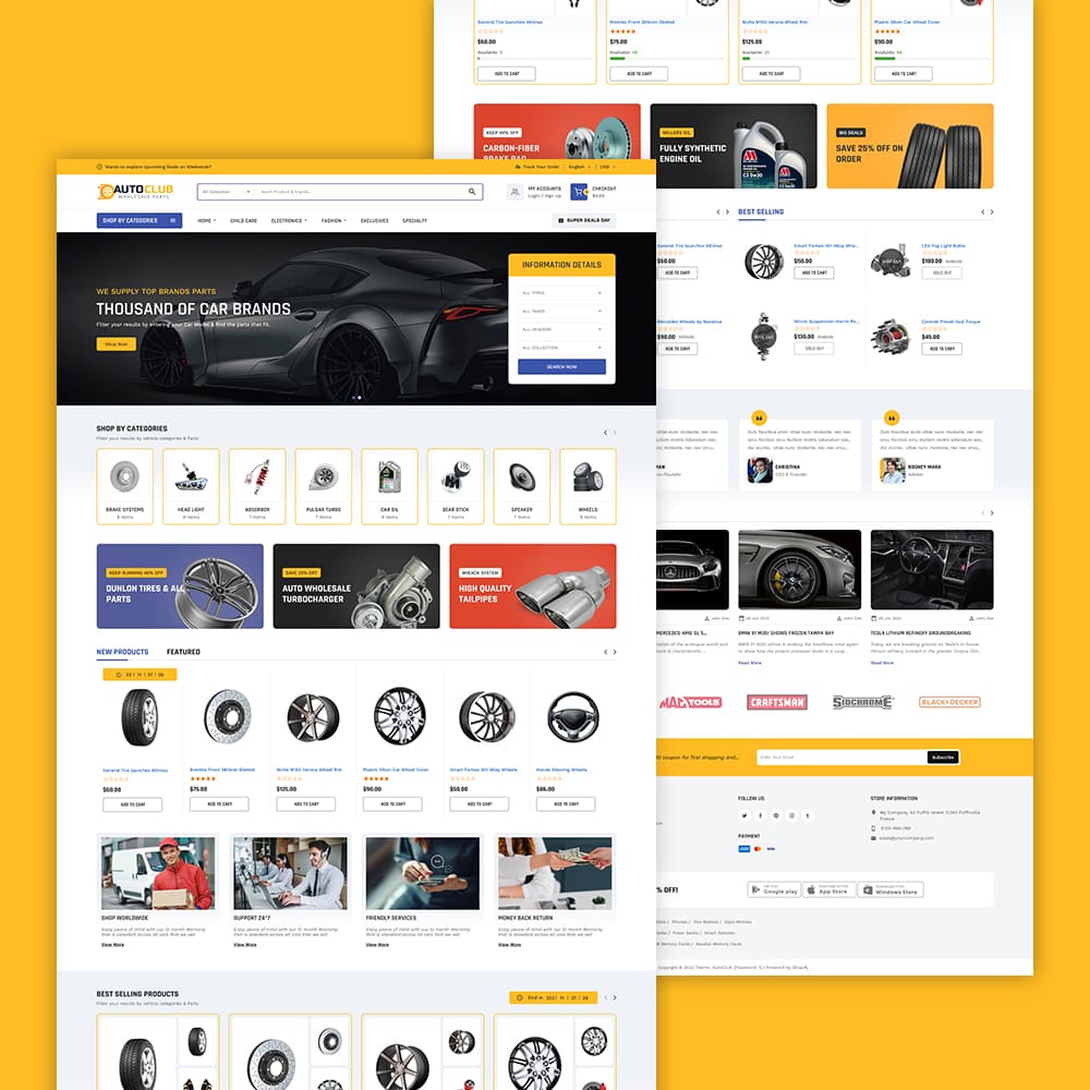 AutoClub - Automotive, Spareparts, Garage Equipment Stores - Shopify Multipurpose Responsive Theme