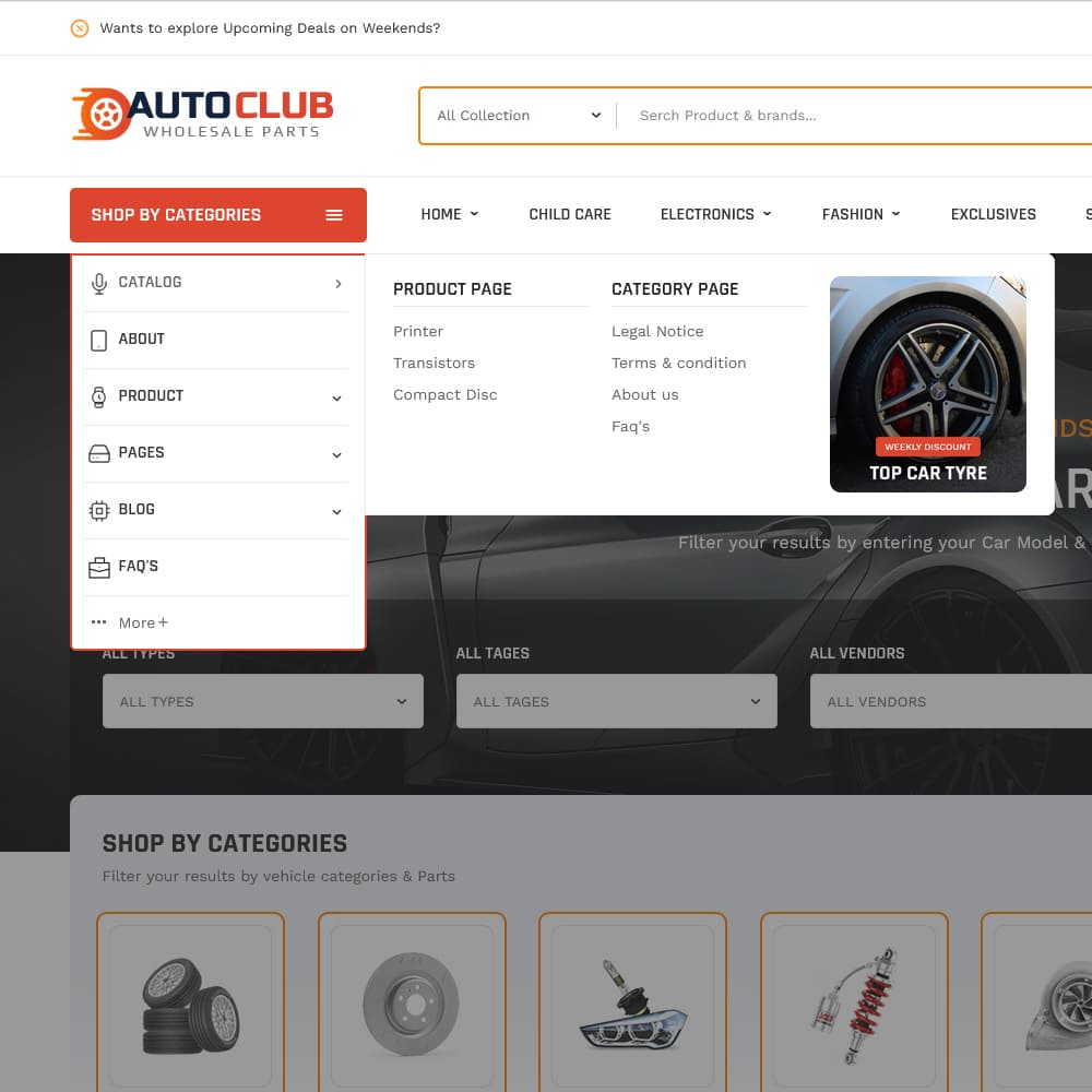 AutoClub - Automotive, Spareparts, Garage Equipment Stores - Shopify Multipurpose Responsive Theme