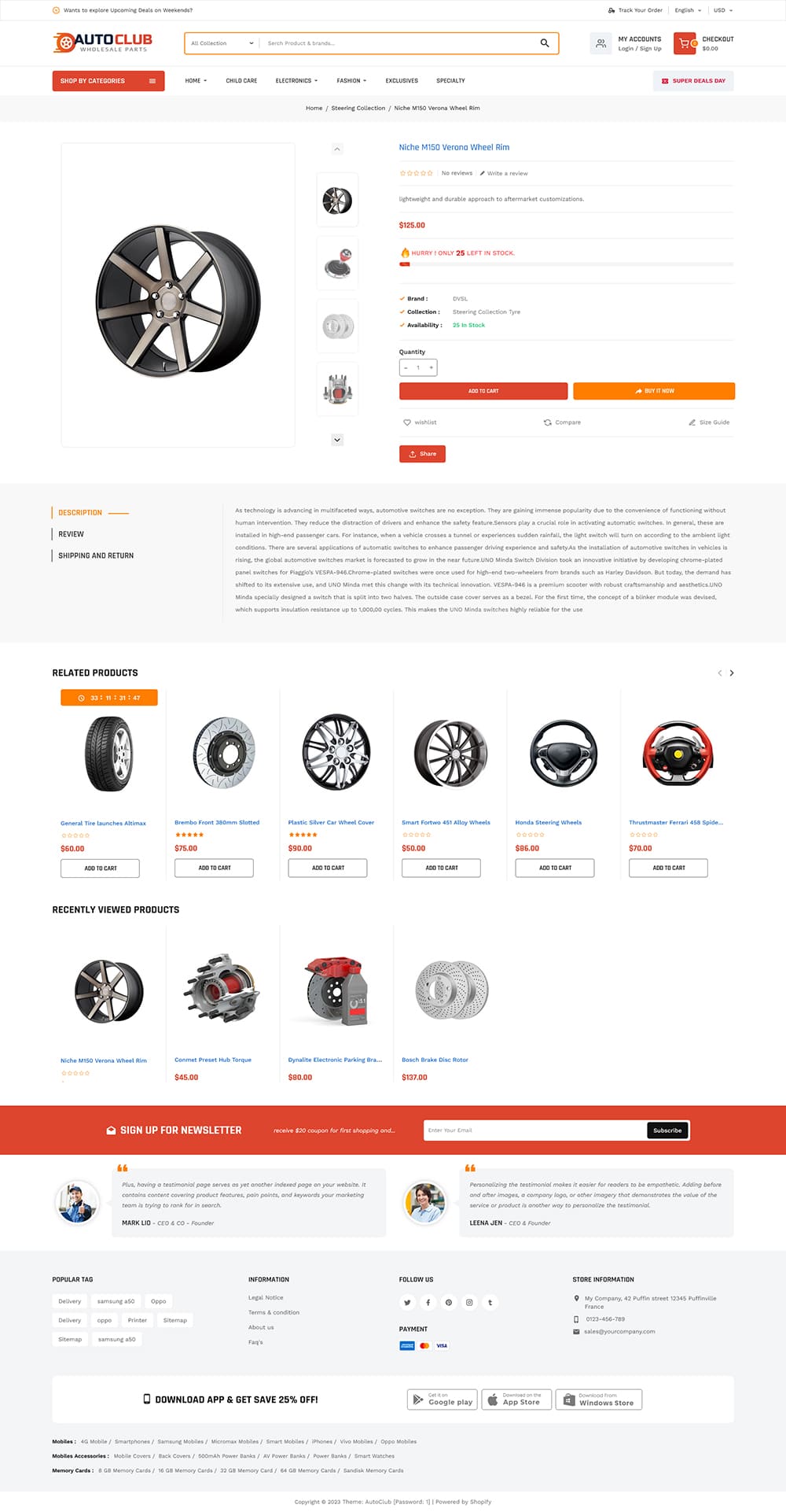 AutoClub - Automotive, Spareparts, Garage Equipment Stores - Shopify Multipurpose Responsive Theme