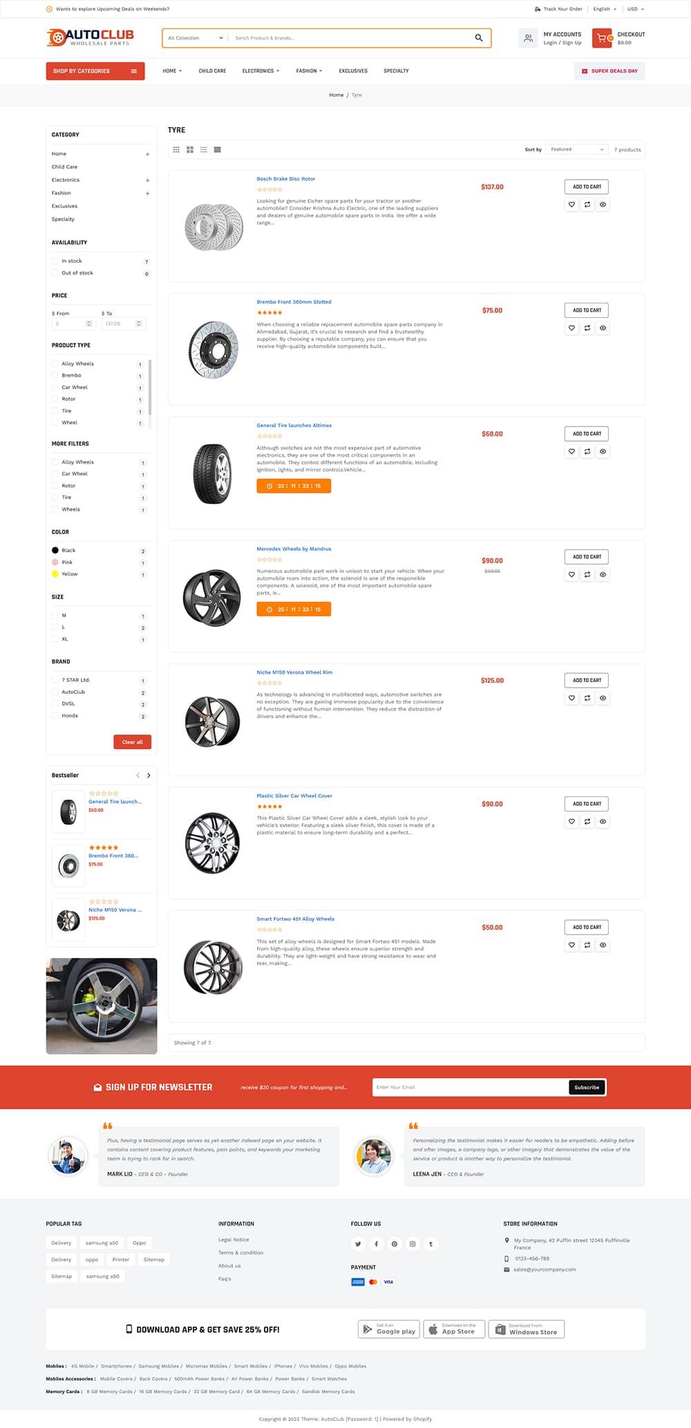 AutoClub - Automotive, Spareparts, Garage Equipment Stores - Shopify Multipurpose Responsive Theme